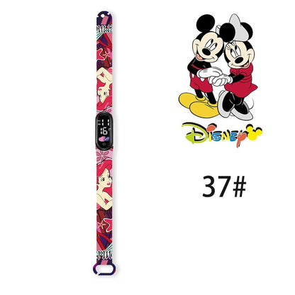 Disney Princess Kids Digital Watch Cartoon Action Figure Snow White LED Touch Waterproof Electronic Watch Toys for Children