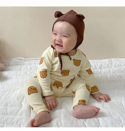 0-3T Baby Cotton Top Pant Suit Newborn Kid Boys Girls Clothes Set Long Sleeve Pj Set Cute Sweet Sleepwear Pajamas Set Outfit