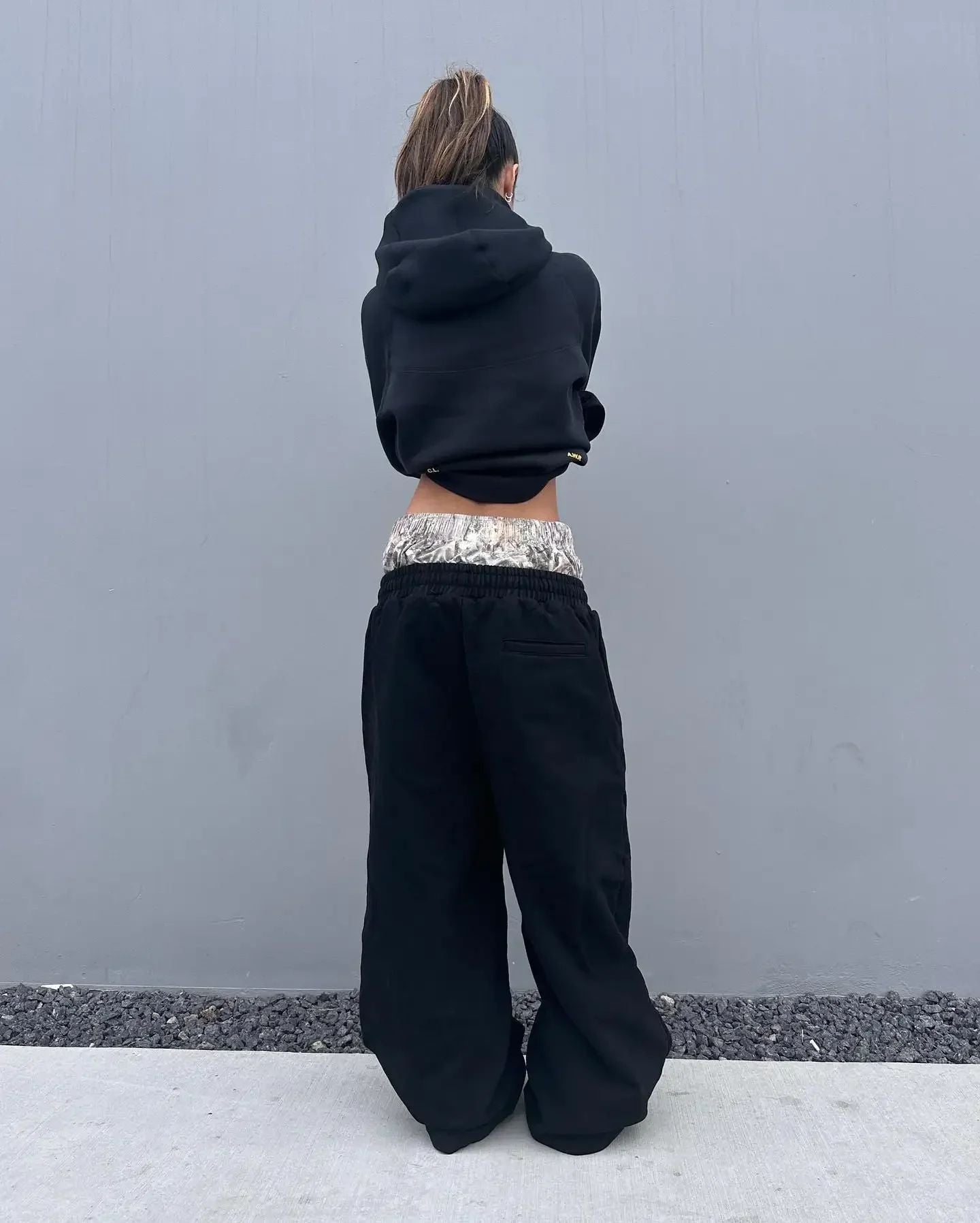 Y2K Retro Pants Harajuku Double Embroidered Waist Sweatpants Hip Hop Goth Clothes Fashion Wide Leg Baggy Pants Streetwear Unisex