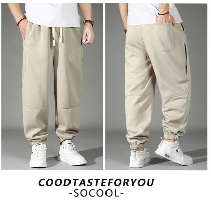 Calça Masculina Plus Size Grande Cintura Elástica Solta Jogger Masculina Primavera Moletom Plus Size Calça Esportiva Folgada