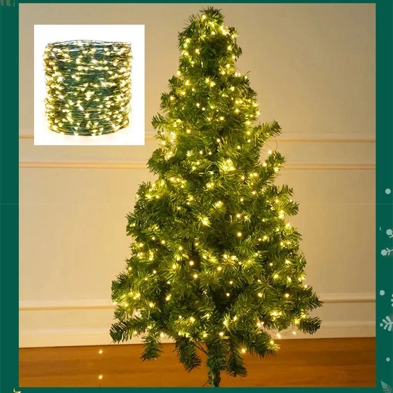 1000/500LED Green Wire Led String Fairy Lights US/EU Plug 110V/220V Waterproof LED Christmas Tree Holiday Home Garden Decor Xmas