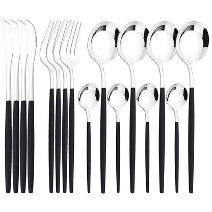 16Pcs Mirror Gold Dinnerware Set Stainless Steel Cutlery Set Fork Knife Coffee Spoon Tableware Silverware Kitchen Flatware Set