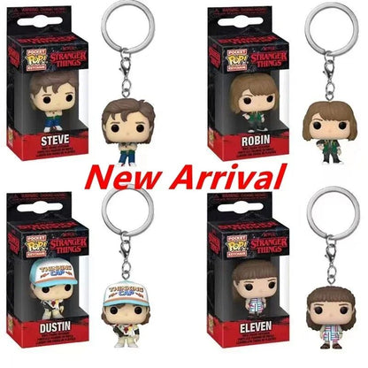 13 Estilos FUNKO Pocket Chaveiro Stranger Eleven Dustin Barb Steve Demogorgon Bonecos de Ação Brinquedos COISAS com Caixa