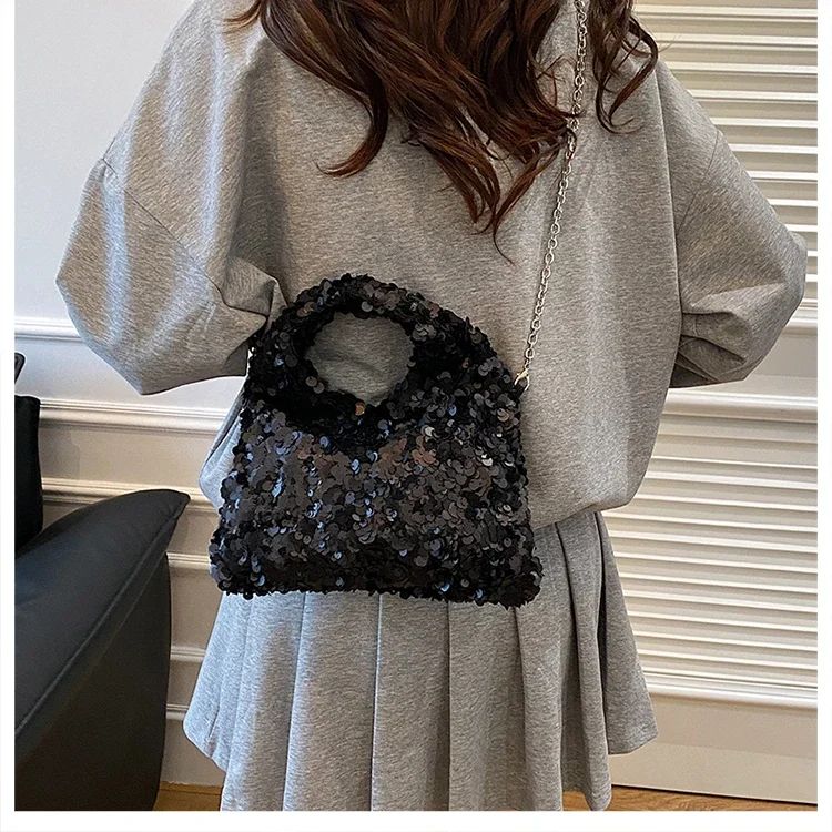 Exquisite Shining Sequins Square Women's Shoulder Bag Popularity Stylish Design Handbags High Quality Solid Sweet Crossbody Bags