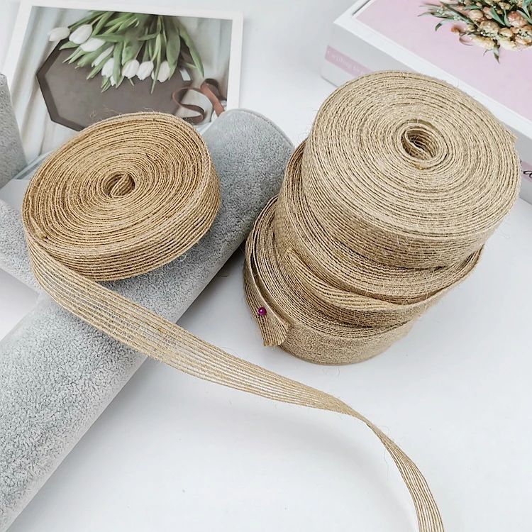 10M 15-50mm Ribbon for Bows Gift Ribbon Natural Jute Christmas Ribbon Roll DIY Vintage Wedding Apparel Sewing Supplies Ribbons