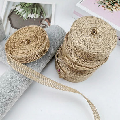 10M 15-50mm Ribbon for Bows Gift Ribbon Natural Jute Christmas Ribbon Roll DIY Vintage Wedding Apparel Sewing Supplies Ribbons
