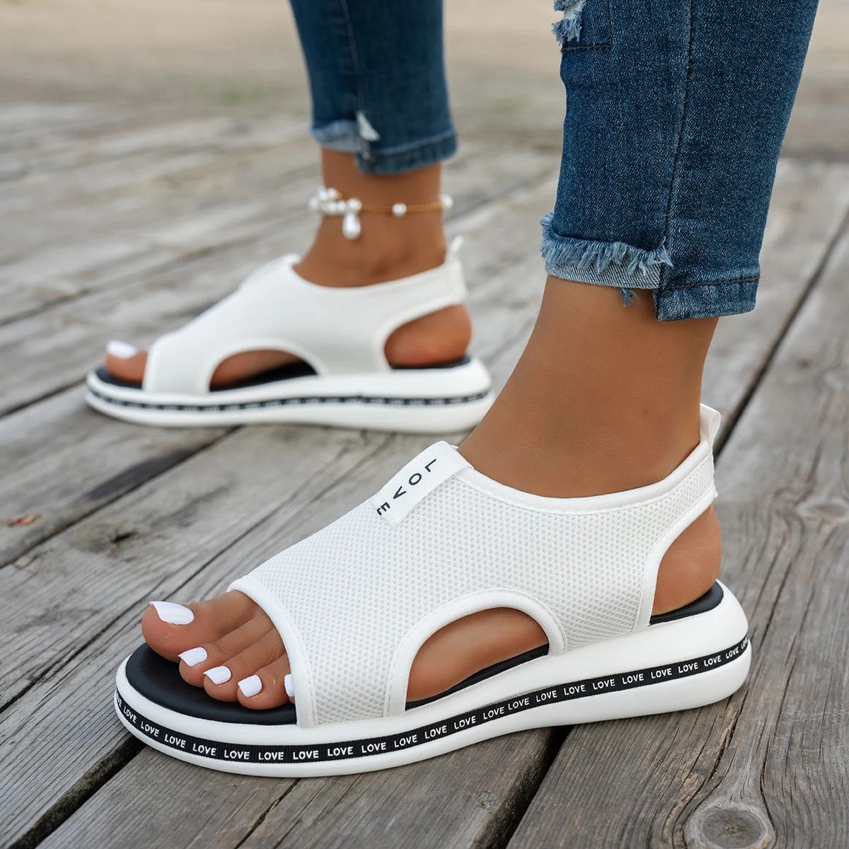 Mesh Women Sandals Open Toe Platform Shoes Female Summer Shoes 2025 Classic Breathable Slip on Sport Sandals Zapatillas De Mujer