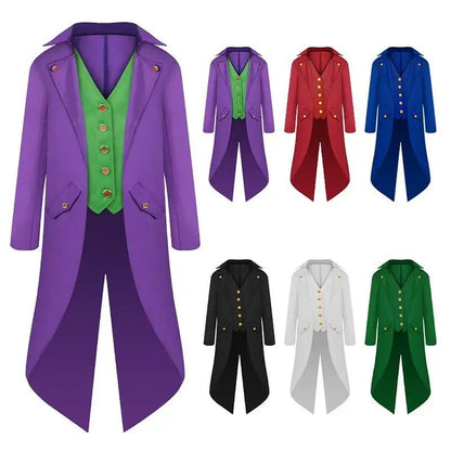 Medieval Victorian Costume Tuxedo Gentlema Tailcoat Gothic Steampunk Trench Coat Frock Outfit Overcoat Uniform