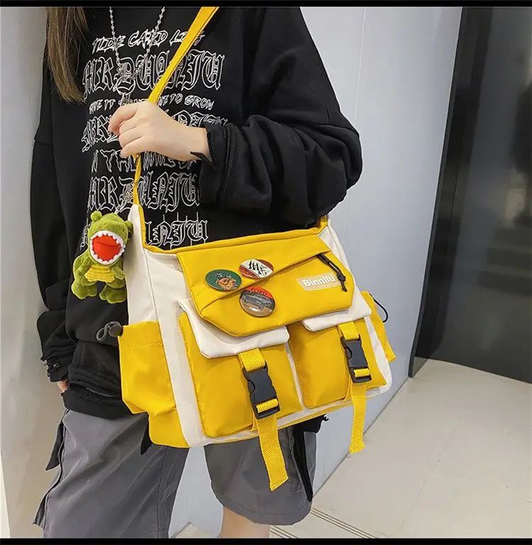 Harajuku Men Nylon Crossbody Bags for Women Messenger Bag Girls School Book Bags Youth Canvas Handbags Shoulder Bag Sac Bolsas