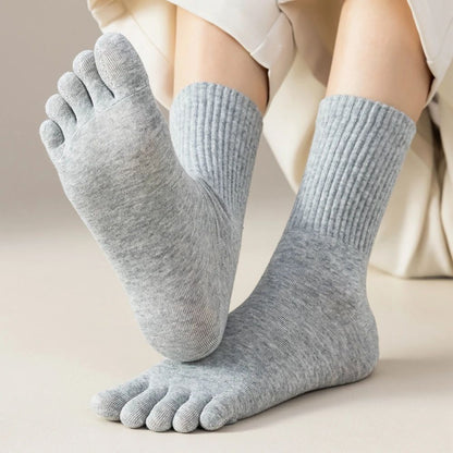 4 Pairs Women Toe Socks Five Finger Socks High Quality Cotton Autumn Spring Middle Tube Sports Socks with Separate Fingers