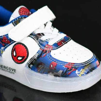 Disney Led Light Shoes for Kids Fashion Cartoon Spiderman Boys Sneakers Girls Casual Shoes Breathable Kids Sport Shoes