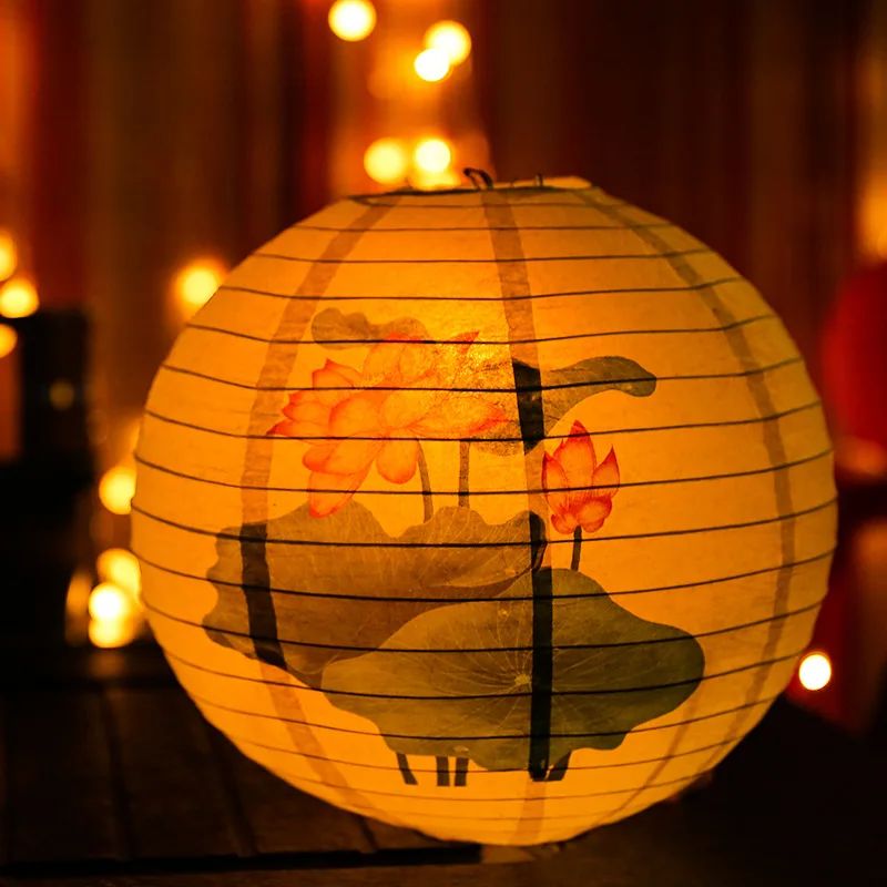 12Inch Printed Flower Round Chinese Paper Lanterns Birthday Wedding Decor Craft DIY Festival Lantern Party Supplies