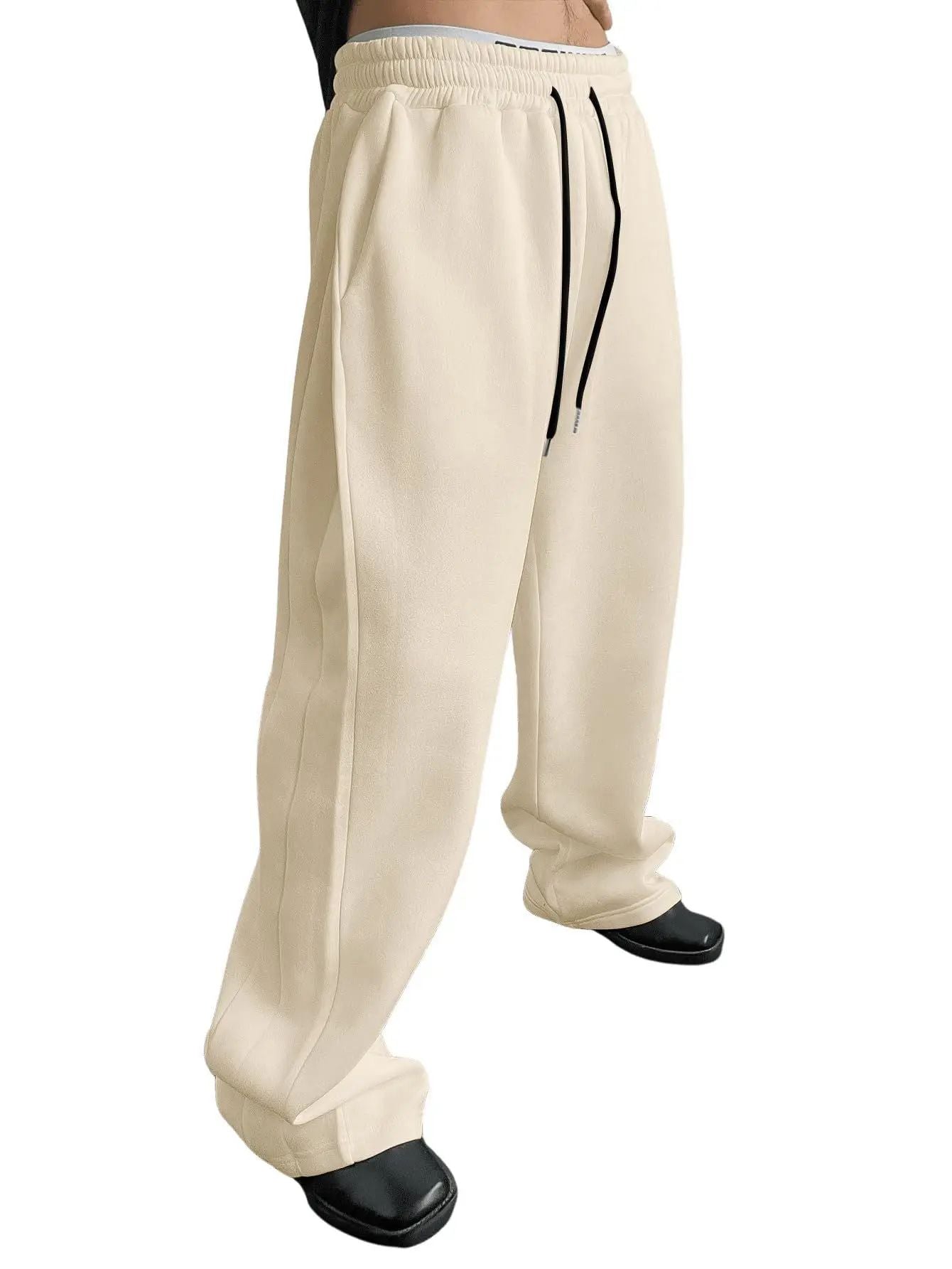 2025 men's wide leg sweatpants, European and American men's and women's sweatpants, waist drawstring straight leg loose casual s