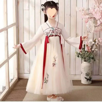 Fashion Girls Dresses Casual Outfit Long Sleeve Hanfu Girl Summer Children Clothes Princess Dress Baby Vestido Kids Tang Costume