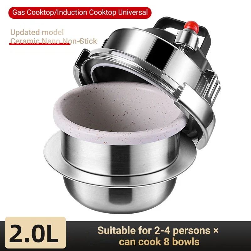 0.8-2L Outdoor Camping Small Pressure Cooker 304 Stainless Steel Portable Rice Cooker for Kitchen Cooking Tool Pressure Cooker