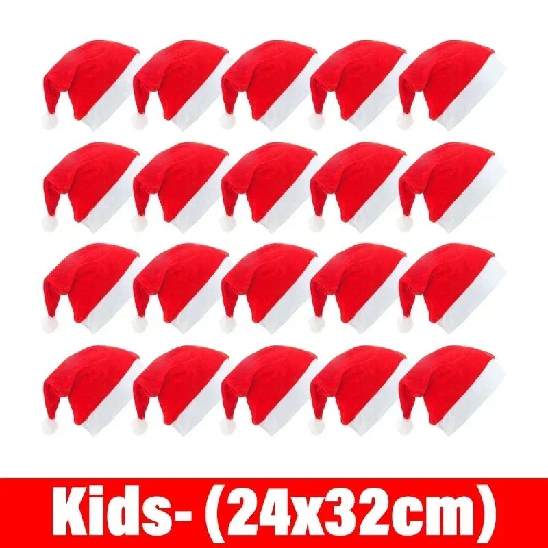 Chapéus de Natal Feliz Natal em Não-Tecido, Chapéus de Papai Noel para Adultos e Crianças, Bonés Vermelhos de Natal, Presentes de Decoração para Festa de Ano Novo Feminino e Masculino