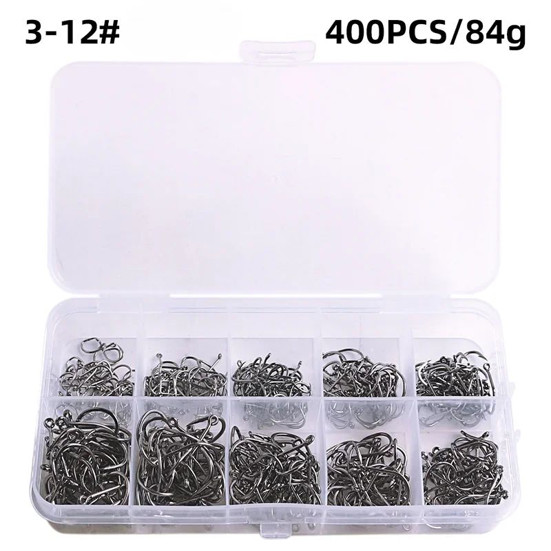 Anzol de Pesca Aço Carbono Forte Afiado Prata Circular Anzol 3#-12# Jig Barbed Pesca Isca Portátil Equipamento de Pesca 50-1600Pcs/Caixa