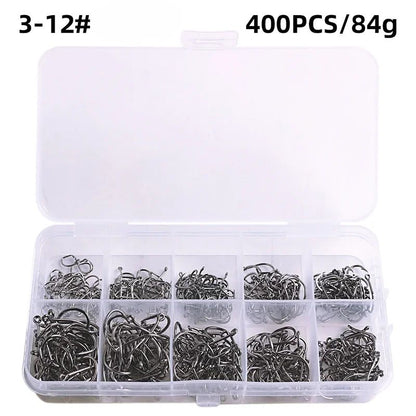 Anzol de Pesca Aço Carbono Forte Afiado Prata Circular Anzol 3#-12# Jig Barbed Pesca Isca Portátil Equipamento de Pesca 50-1600Pcs/Caixa