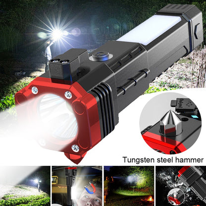 Led Flashlight with Safety Hammer Work Light Emergency Self-Rescue Broken Window Torch USB Rechargeable Tactical Light Lantern