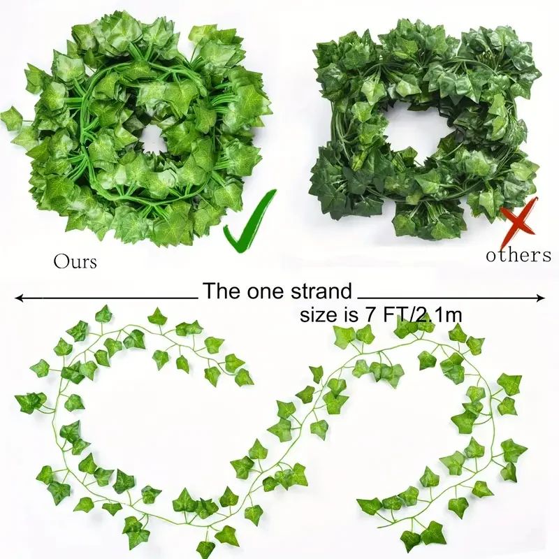 Artificial Green Ivy Leaf Rattan Creeper Leaves Vine Hanging Garland DIY Fake Fl