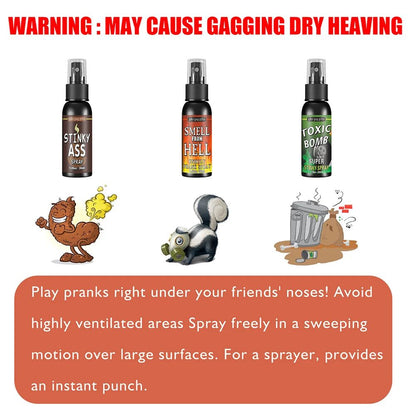 6 unidades-1 unid. 30ml Adereços de Halloween Spray Líquido de Peido Não Tóxico Bomba de Cheiro Fedorento Brinquedo de Pegadinha de Gás Malcheiroso Artigos de Festa de Brincadeira
