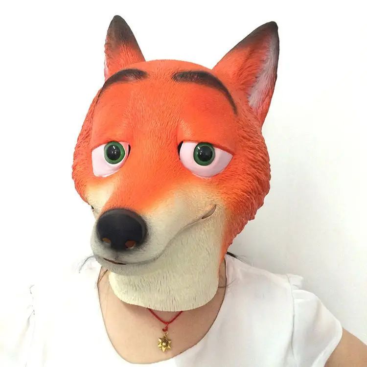 2026  Zootopia Nick Mask Headgear Cute Cartoon Toy Funny Latex Mask Live Broadcast Props Halloween Role Play Costume Headgear