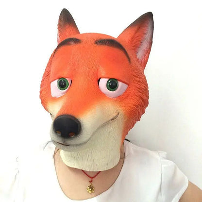 2026  Zootopia Nick Mask Headgear Cute Cartoon Toy Funny Latex Mask Live Broadcast Props Halloween Role Play Costume Headgear