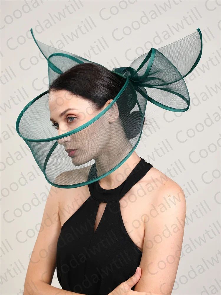 Fascinator de Véu Branco Elegante Chapéu Feminino para Kentucky Derby Evento de Corrida Adorno de Cabeça de Moda Boné de Rede Chapeau para Eventos Femininos