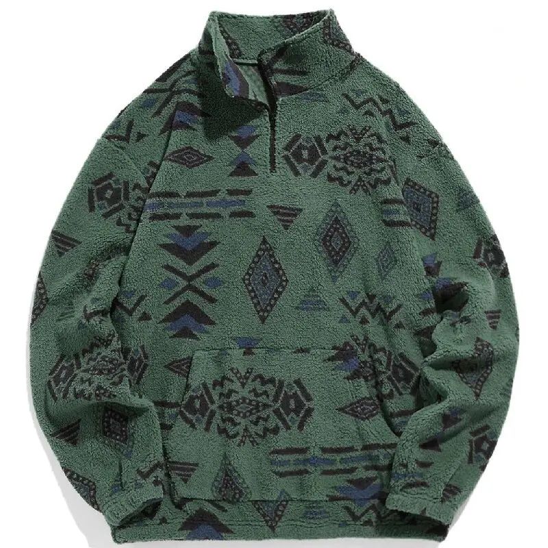 Ms Aztec National Printing Ultra-fine Austrian Fleece Jacket Zipper Lady