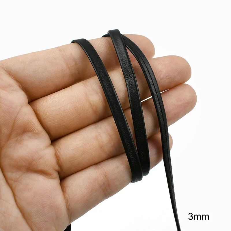 5Meters 3-50mm Black PU Leather Cords Soft Ribbon Band Bag Strap Webbing Necklace Jewelry Decor Tape DIY Sewing Accessories