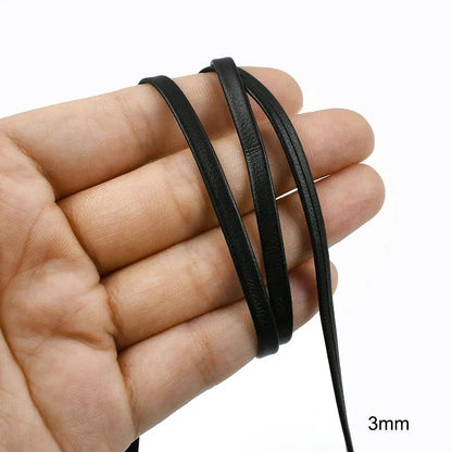5Meters 3-50mm Black PU Leather Cords Soft Ribbon Band Bag Strap Webbing Necklace Jewelry Decor Tape DIY Sewing Accessories