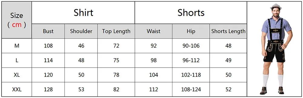 Bavarian Octoberfest German Beer Costume Male Oktoberfest Lederhosen Costume Beer Shirt Suspender Shorts Hat Cosplay Costumes