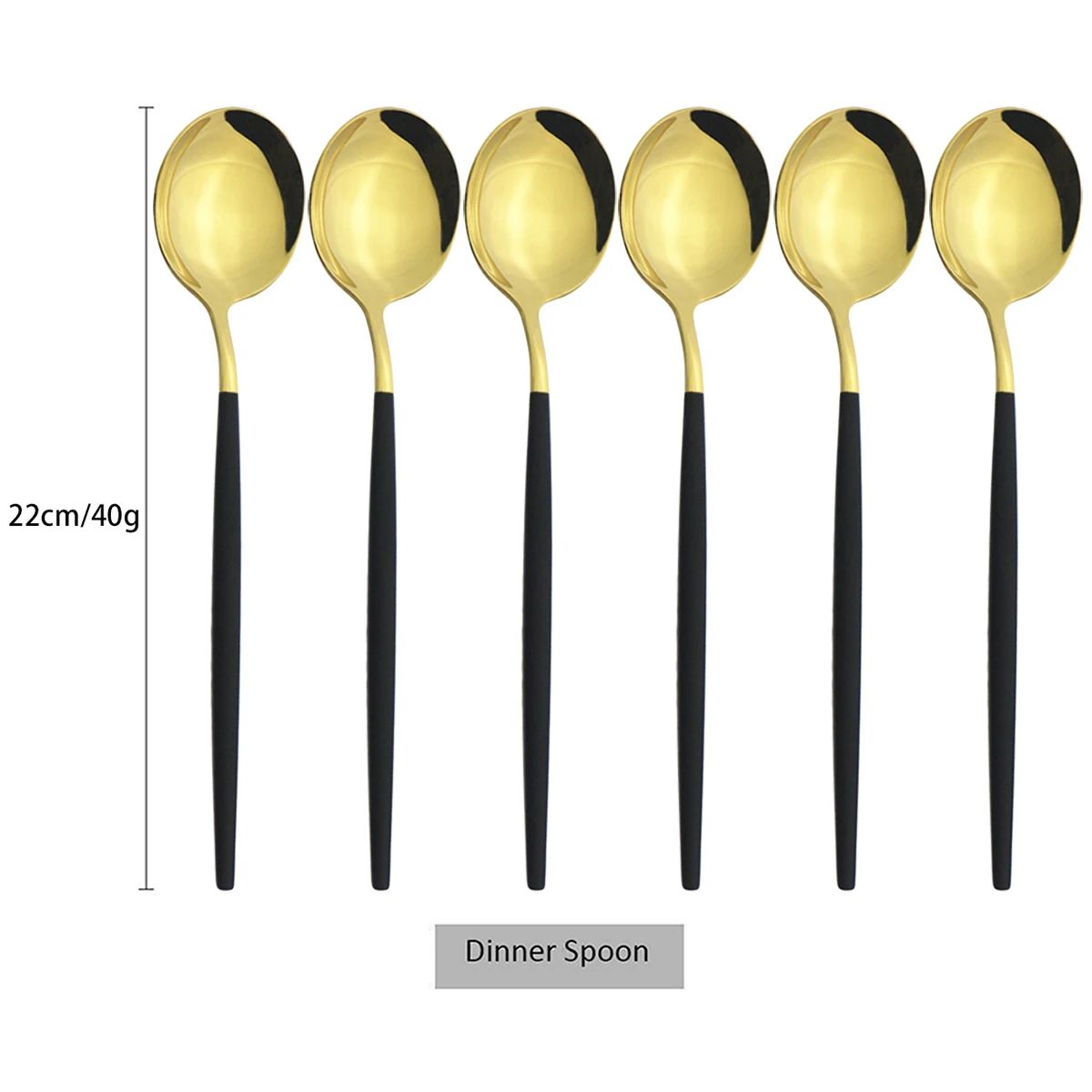 Conjunto de Talheres de Aço Inoxidável Western Dourado com 6 Peças de Colher de Concha, Colher de Jantar, Colher de Sopa, Talheres de Cozinha