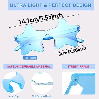 1-9Pcs Star Sunglasses Colorful Star Glasses Transparent Candy Color Sunglass Men Women Photo Props Birthday Party Cosplay