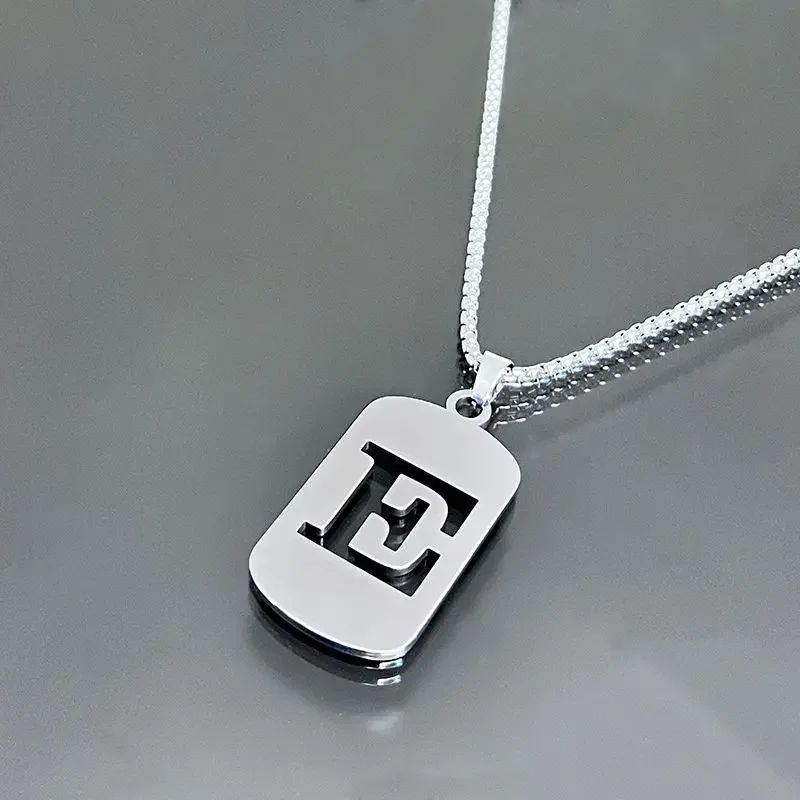 Colares de pingente de aço inoxidável com letra inicial A-Z da moda punk para homens e mulheres, atacado, joias, colar, joias góticas