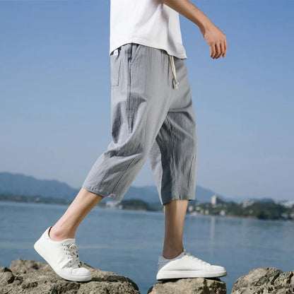 Summer Casual Linen Short Pants New Cotton Straight Mens Lightweight Shorts Large Solid Color Gym Fifth Beach Short Pants