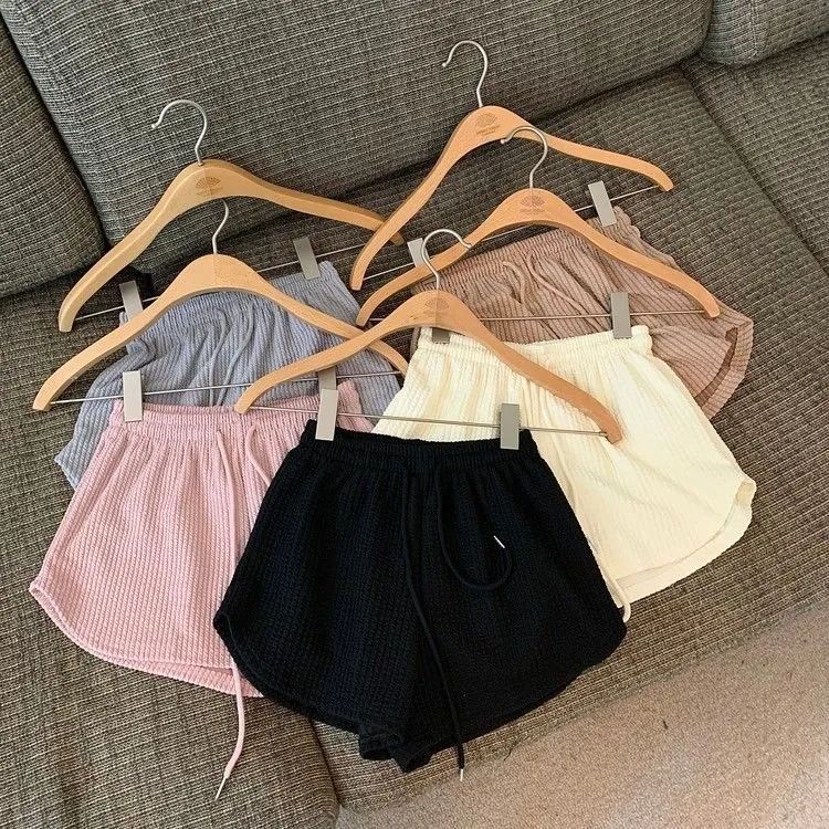 Women Shorts Summer High Elastic Lace Up Drawstring Wide Leg Sweat Short  Shorts for Women  Women Clothing  Womens Shorts