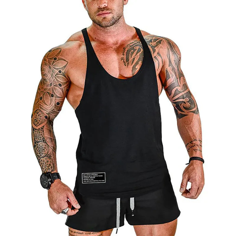 Gym Bodybuilding Fitness Vests Mens Running Sport Cotton Tank Tops Summer Breathable Sleeveless Y Back Suspender Belt Undershirt