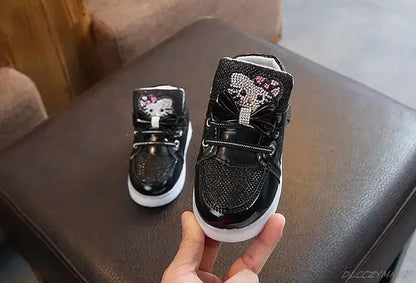 New Disney Children Luminous Shoes Boys Girls Hello Kitty Shoes Flashing Lights Fashion Sneakers Toddler Little Kid LED Sneakers