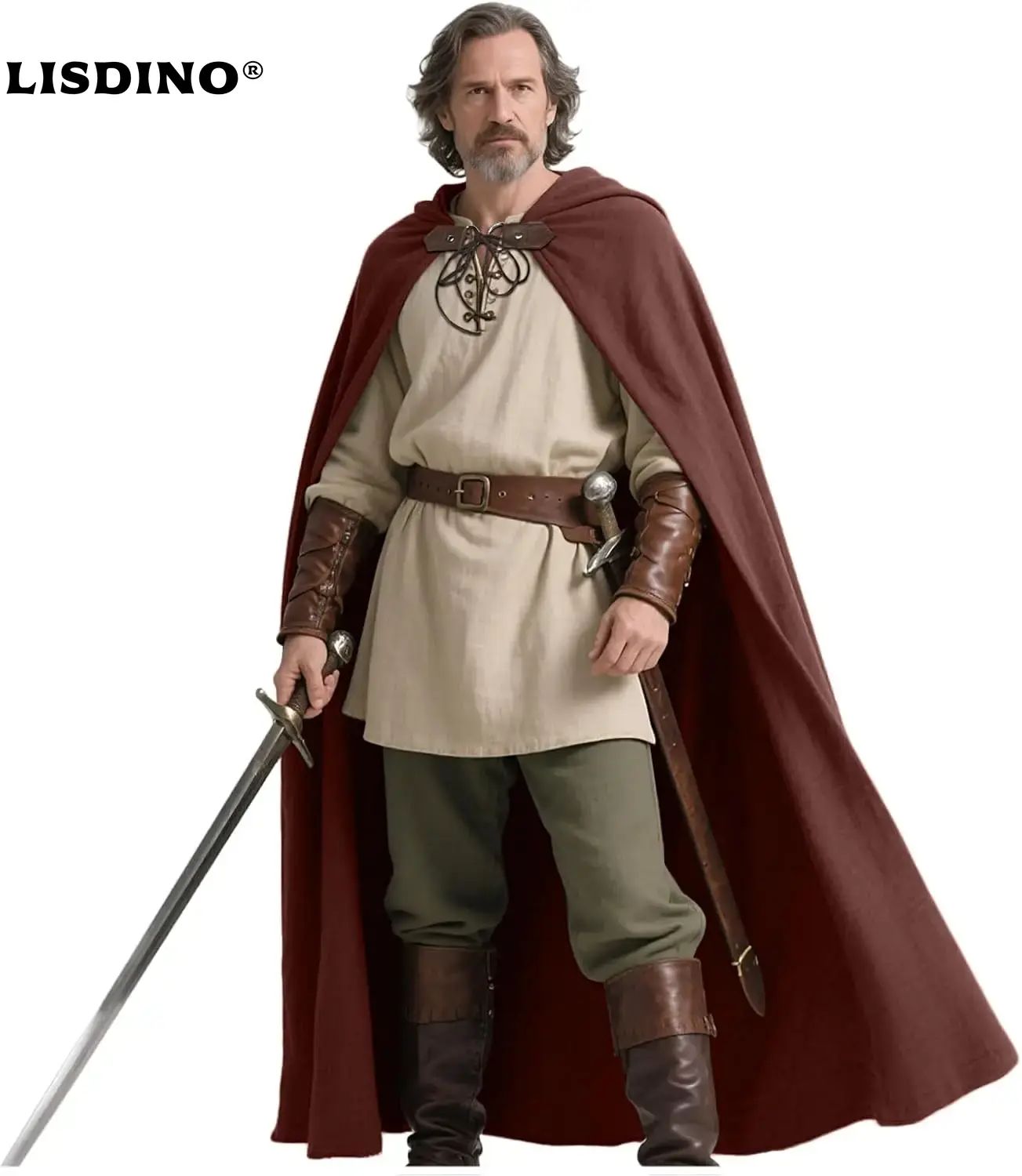 Joukavor Renaissance Hooded Cape Medieval Linen Cloak with Hood for Women Men