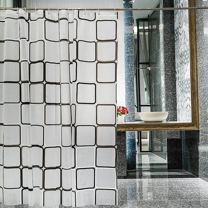 Cortinas de Chuveiro com Ganchos à Prova d'Água e de Mofo Telas de Banheiro Duráveis PE EVA Tecido Recortável Cortinas de Chuveiro