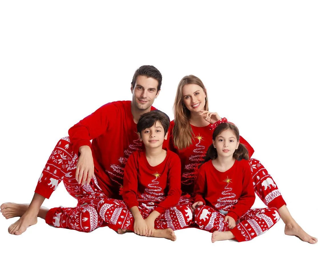 New Family Christmas Pajamas Mom Dad Kids Matching Clothing Set Baby Dog Romper Pjs Soft Loose 2 Pieces Suit Homewear Xmas Look