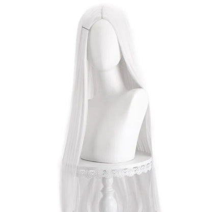 Peruca Cosplay Longa Lisa 100cm Partida ao Centro Divisão Central Loiro Rosa Vermelho Roxo Resistente ao Calor Perucas de Cabelo Sintético