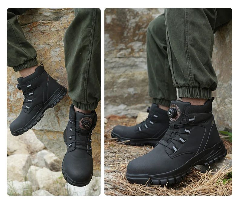 Botas de segurança masculinas à prova d'água, indestrutíveis, com biqueira de aço, anticorte, resistentes a perfurações, sapatos de segurança para motociclistas, Botas Para Hombre