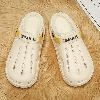 Men Cotton Slippers Winter Warm Furry Clogs Soft Indoor Bedroom Cotton Shoes EVA Fluff Slides Casual Comfortable Plush