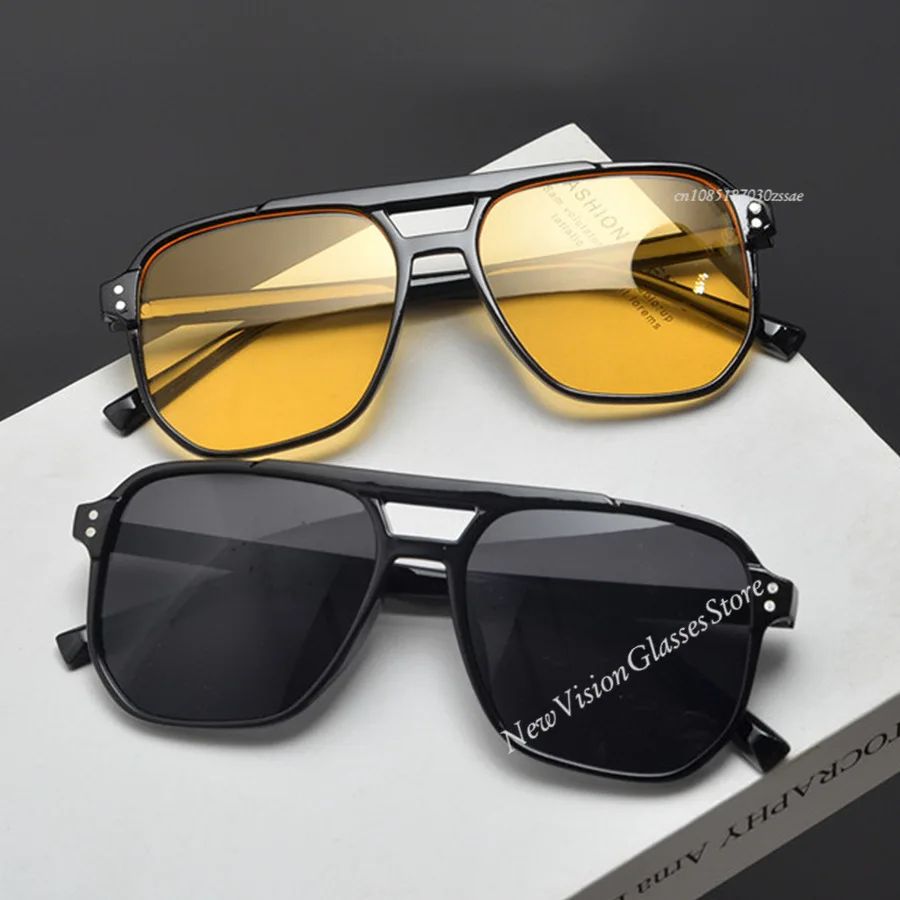 Vintage Men Women Big Sunglasses Men Square Shades Brand Designer Unisex Sun Glasses Black Lense Male Female Sunglasses UV400