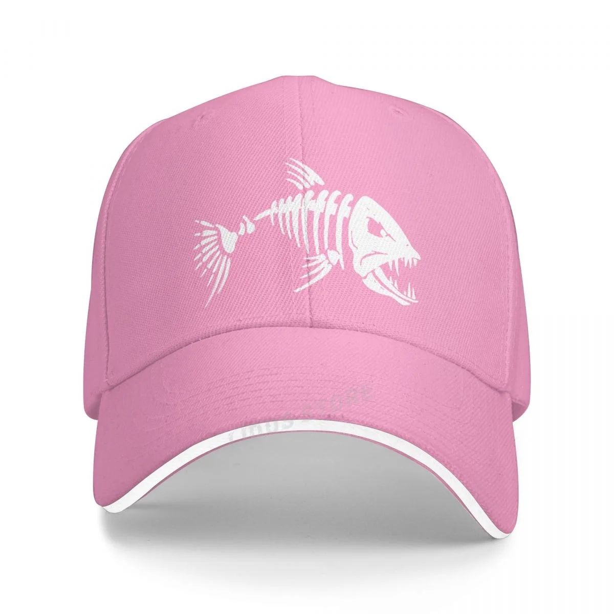 Men Outdoor Fishing Cap Fishing Hat Baseball Golf Hunting Cap With Cartoon Fish Bones Snapback Hat