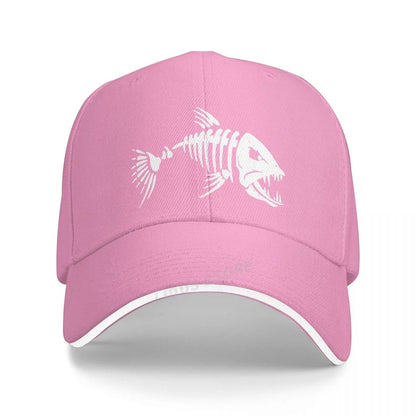 Men Outdoor Fishing Cap Fishing Hat Baseball Golf Hunting Cap With Cartoon Fish Bones Snapback Hat
