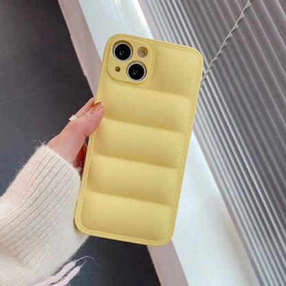 Luxury Down Jacket fine hole silicon case for iPhone 16 15 14 13 12 11 XR XS Pro Max Plus soft protection phone cover for winter