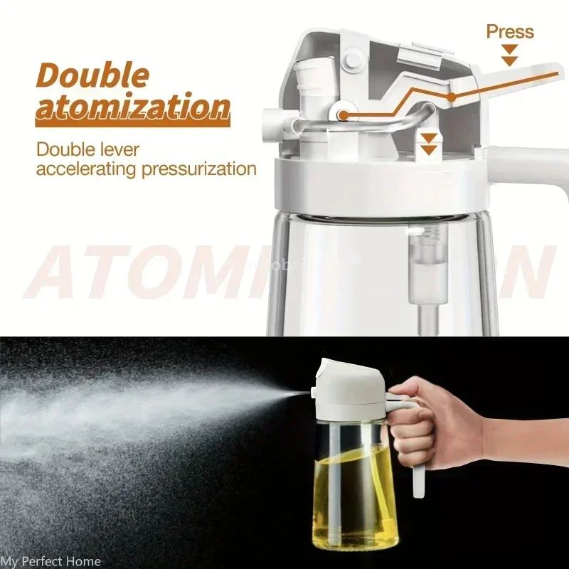 2 in 1 Pour Spray Sprayer Bottle for Kitchen Oil Sprayer Cooking 17oz/500ml Plastics Bottle Food-grade Oil Mister for Air Fryer